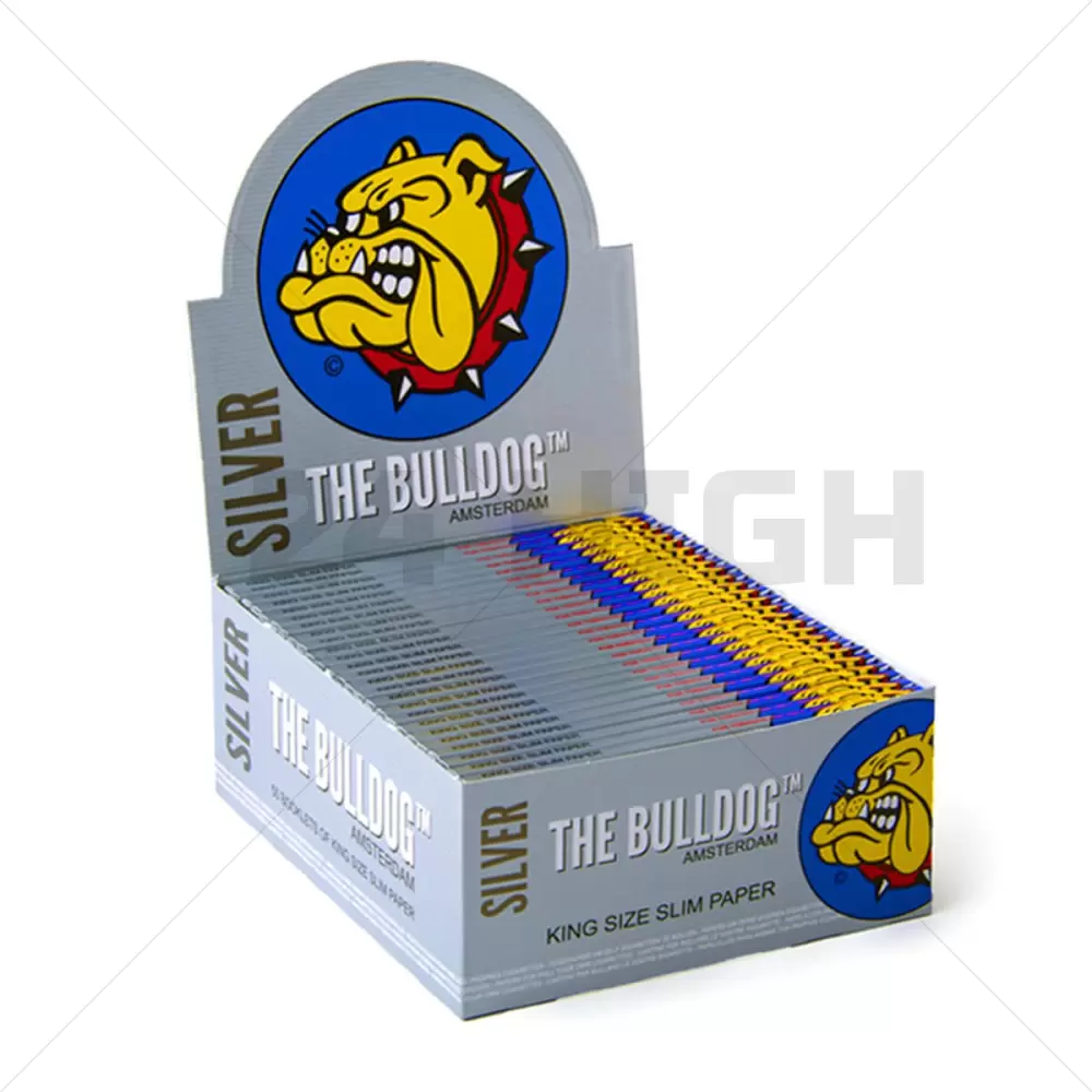 Die Bulldogge Original Silber König Größe Slim Rolling Papers (50pcs/Display)