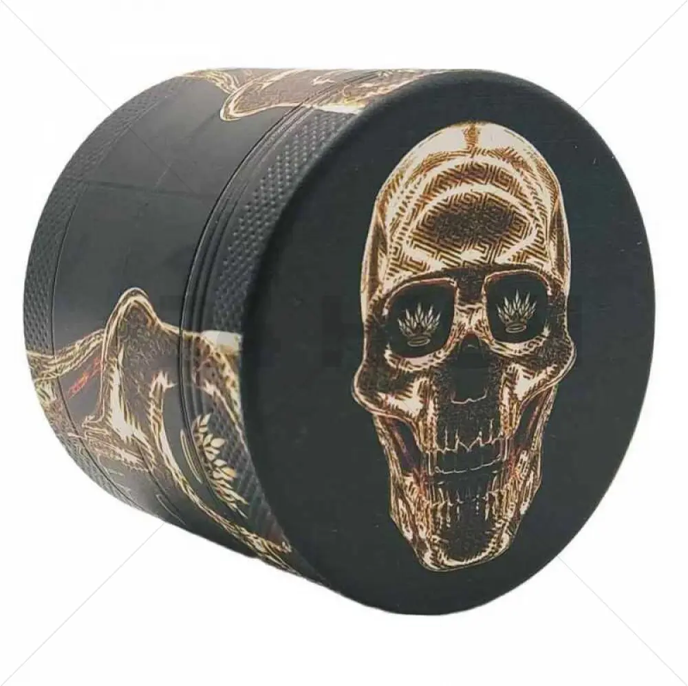 Grinder 4-Teilig XL | Aluminium | 55mm | Luxury Art Series | Design 4 | Golden Skull 1