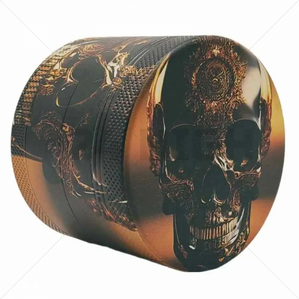 Grinder 4-Teilig XL | Aluminium | 55mm | Luxury Art Series | Design 5 | Golden Skull 2